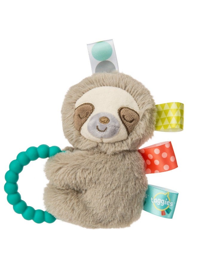 Taggies Sensory Stuffed Animal Soft Rattle With Teether Ring Molasses Sloth - Image 1