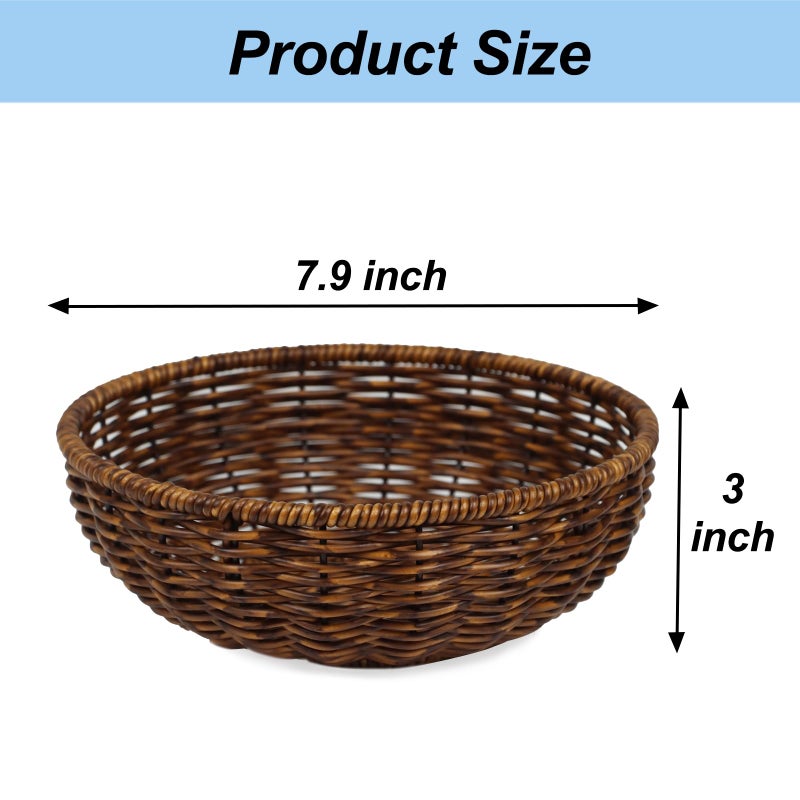 ORDELITE Fruit Baskets Bowl for Kitchen Counter, Round Bread Woven Wicker Basket, Candy Bowl Dish for Fruits, Breads, Vegetables,Snacks, Food (Small) - Image 3