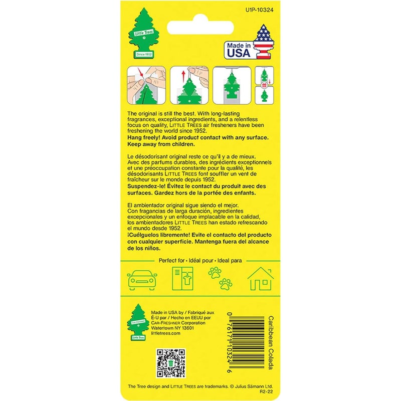 LITTLE TREES Caribbean Colada Car Air Freshener - Hanging Paper Tree for Home or Car - Image 3