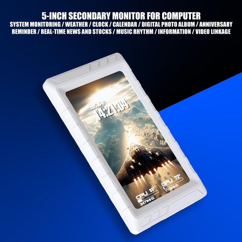 Thin Five Tiny Display Screen Highlighting 854x480 720P Resolution for Computers Game Consoles Dynamic Background Setting Compact Size (Black) - Image 4