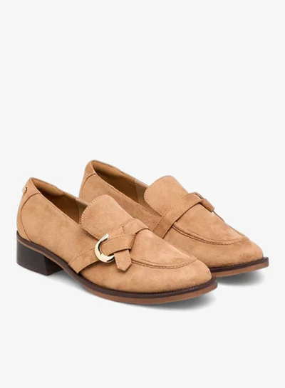 Celeste Women's Buckle Detail Block Heel Loafers