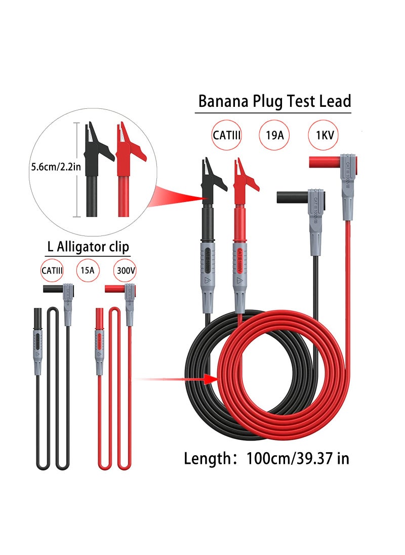 Young Dance Young Dance 24 Pcs Multimeter Test Leads Set with Alligator Clips, Insulation Piercing Test Clip and Test Probes 1000V 10A CAT III for Fluke, KAIWEETS, INNOVA Multimeter, Voltmeter, Clamp Meter  - Image 2
