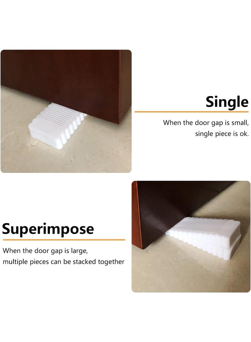 SUNSAR 4 Pack White Rubber Door Stopper Wedge Thin and Small Non Slip Plug Discrete Heavy Soft Silicone Door Stops for Indoor Cupboard Shower Kitchen Floor Doorstop - Image 5