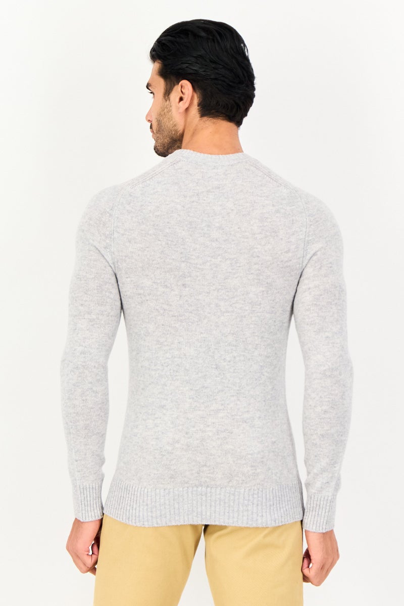 Celio Men Crew Neck Knitted Sweater, Grey - Image 2