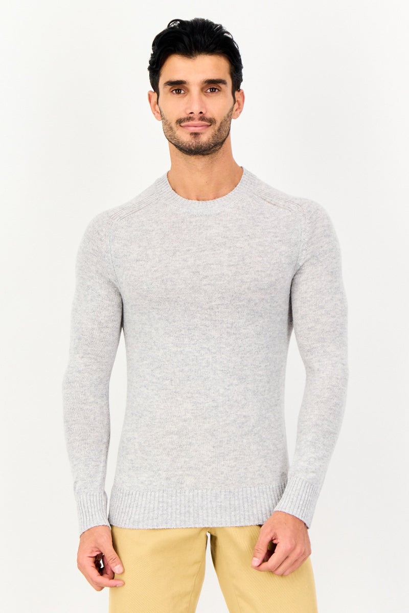 Celio Men Crew Neck Knitted Sweater, Grey - Image 1