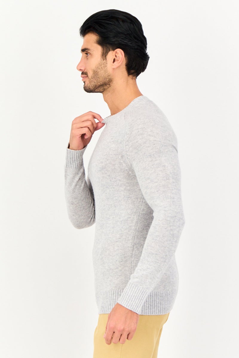 Celio Men Crew Neck Knitted Sweater, Grey - Image 3