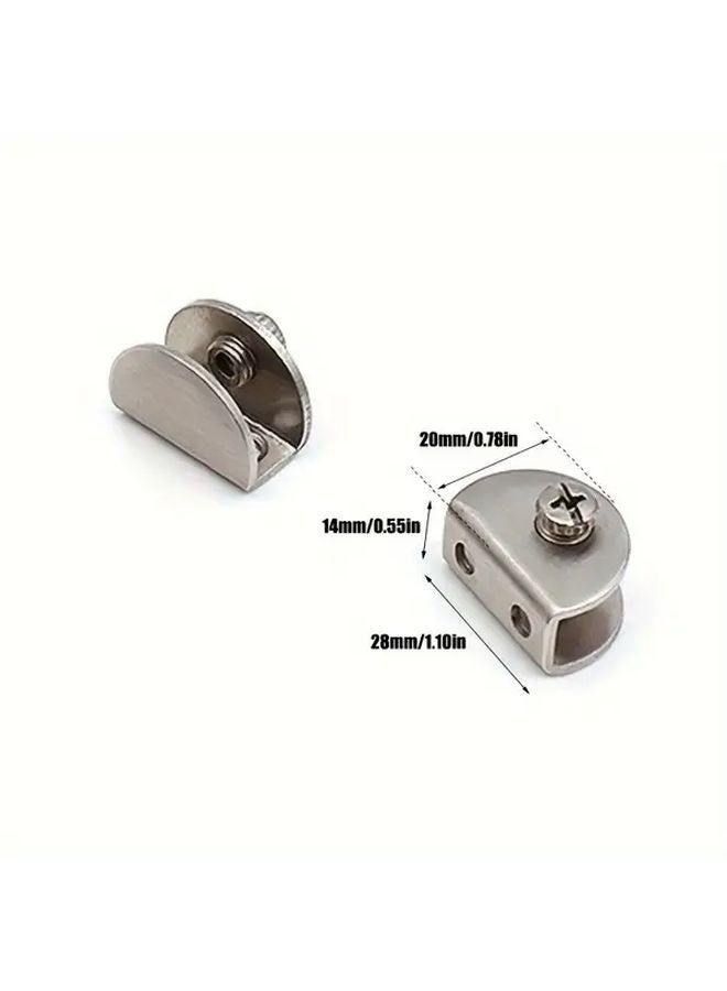 8pcs Silvery Stainless Steel Glass Clips Adjustable Shelf Support Brackets 4 8mm - Image 3