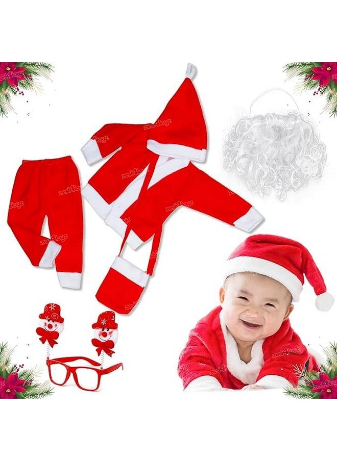 Zest 4 Toyz Synthetic Woven Santa Claus Dress For Kids Christmas Costume Dress With Jacket Pant Cap Goggles Beard And Pouch Santa Dress For Boys And Girls - Age 6 To 12 Months Old Toddlers, Red - pzsku/ZEDB2695AE1A3052200C6Z/45/_/1737806243/fe7bc697-e790-4ed9-82cc-adf50e6f6412