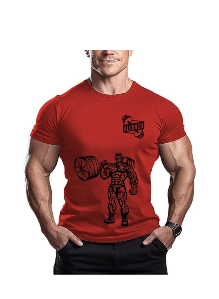 ALCOACH Men's Oversize T-shirt - ALCOACH - NEVER GIVE UP  Printed for exercise gym and bodybuilding  - Image 1