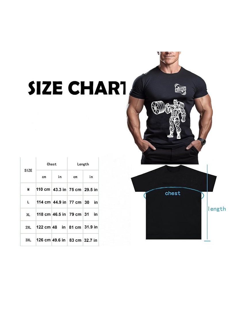 ALCOACH Men's Oversize T-shirt - ALCOACH - NEVER GIVE UP  Printed for exercise gym and bodybuilding  - Image 4