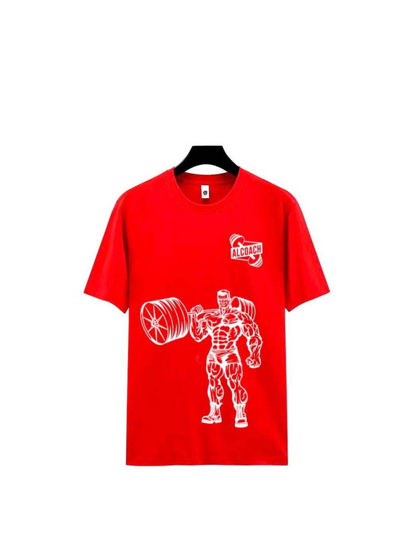 ALCOACH Men's Oversize T-shirt - ALCOACH - NEVER GIVE UP  Printed for exercise gym and bodybuilding  - Image 2