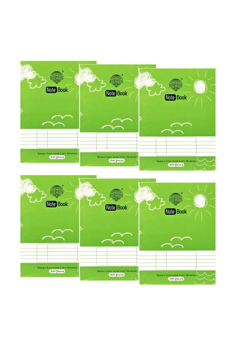 Horizon 6-Piece A5 Size Single Line Notebook 200 Pages - Image 1