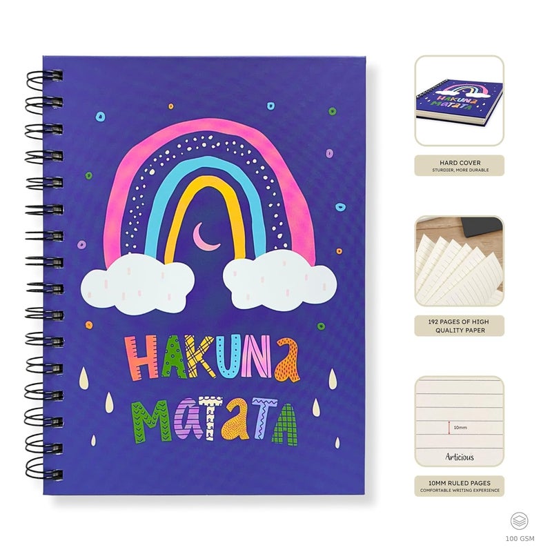 Articious Hakuna Matata & Panda Notebooks Combo (Set of 2) | Spiral Bound Journals | A5 + Pocket Size | Cute Motivational Designs | Ruled Pages for School, Office & Personal Writing - Image 5