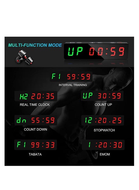 Digital Timer Large LED Display Portable Gym Timer with Rechargeable Battery and Built-in Magnet Stopwatch Countdown/Up for Home Gym Garage Fitness Interval Training Boxing