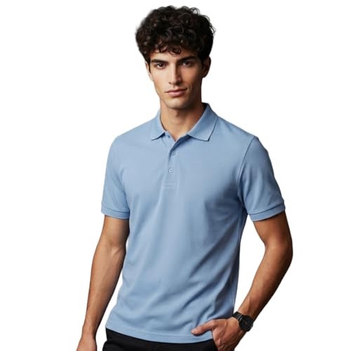 Nobero Men's Cotton Solid Regular Fit Polo Shirt (1M-Twpo-R0002-Bl_Powder Blue, 2XL - Image 1