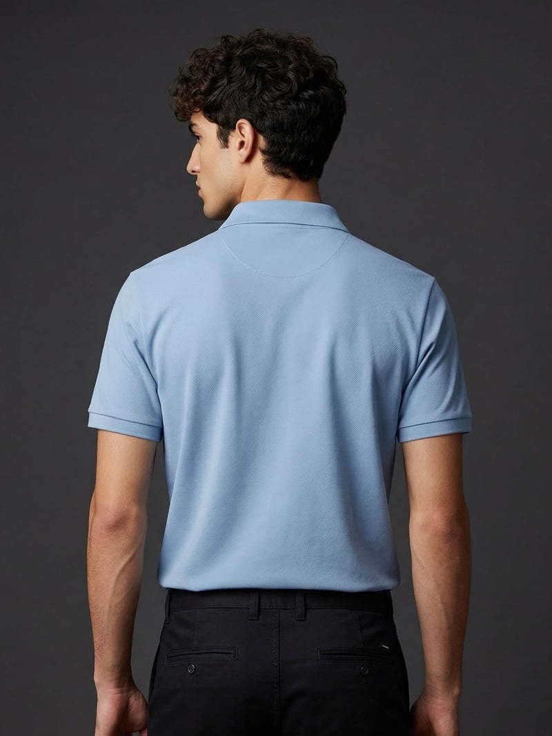 Nobero Men's Cotton Solid Regular Fit Polo Shirt (1M-Twpo-R0002-Bl_Powder Blue, 2XL - Image 2
