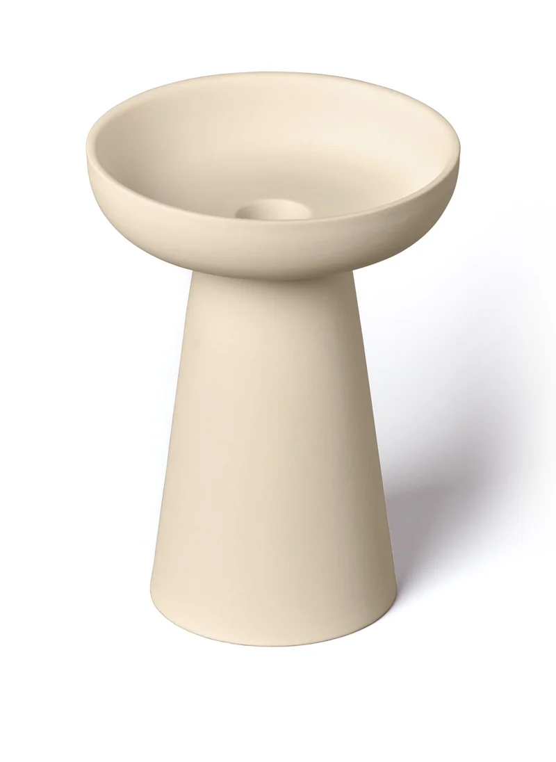 Aery Living Aery Living Large Porcini Pillar and Taper Cream Matte Ceramic Candle Holder