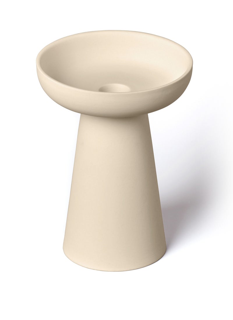 Aery Living Aery Living Large Porcini Pillar and Taper Cream Matte Ceramic Candle Holder  - Image 2