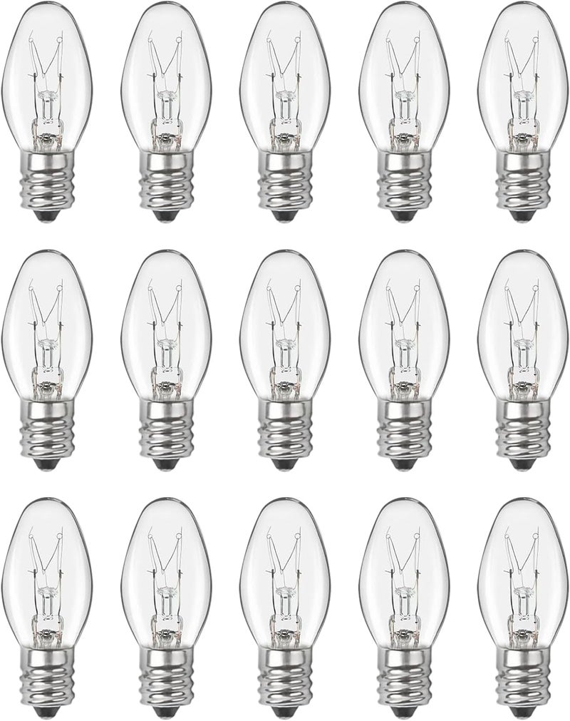 OuuKoo Salt Lamp Bulbs - 15 Watt Light Bulbs for Scentsy Wax Warmer - C7 Replacement Bulbs for Plug in Wax Diffuser- Warmwhite - Dimmable,15 Packs - Image 1
