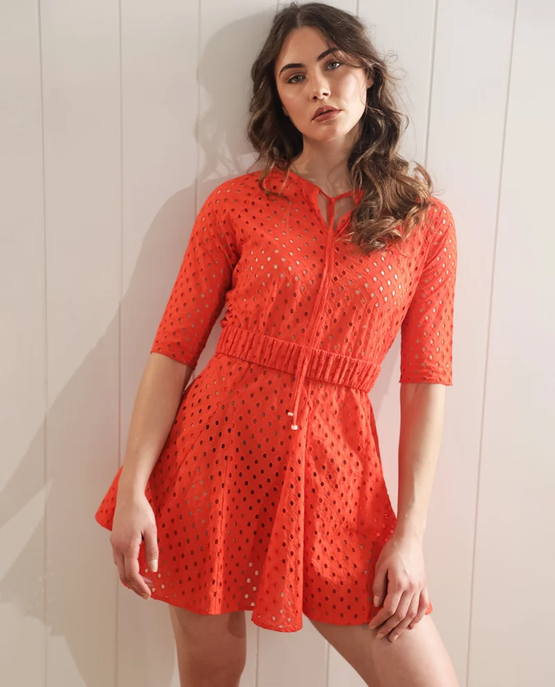 Rareism Women's Embroidered Fit And Flare Dress With Unique Details