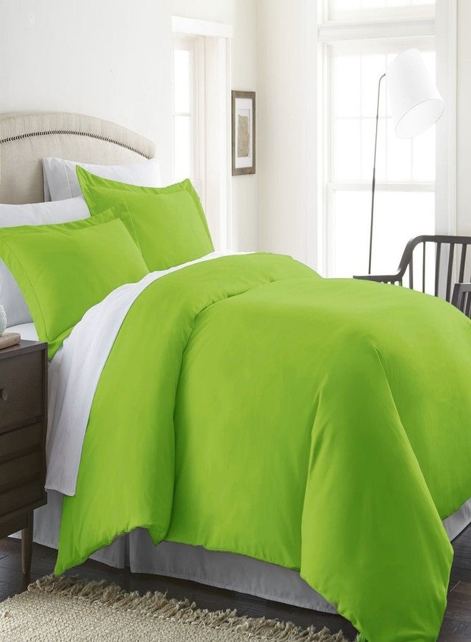 CELINE LINEN Wrinkle & Fade Resistant 3-Piece Duvet Cover Set - Protects and Covers Your Comforter/Duvet Insert, 1500 Series Luxurious 100% - Silky Soft, Full/Queen, Lime