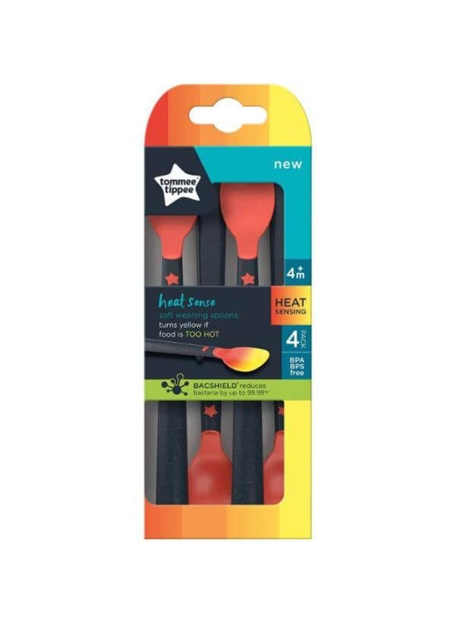 tommee tippee Heat Sense Weaning Spoons with BACSHIELD Antibacterial Technology and Long Anti-Slip Handles, 4m+, Pack of 4 - Image 3