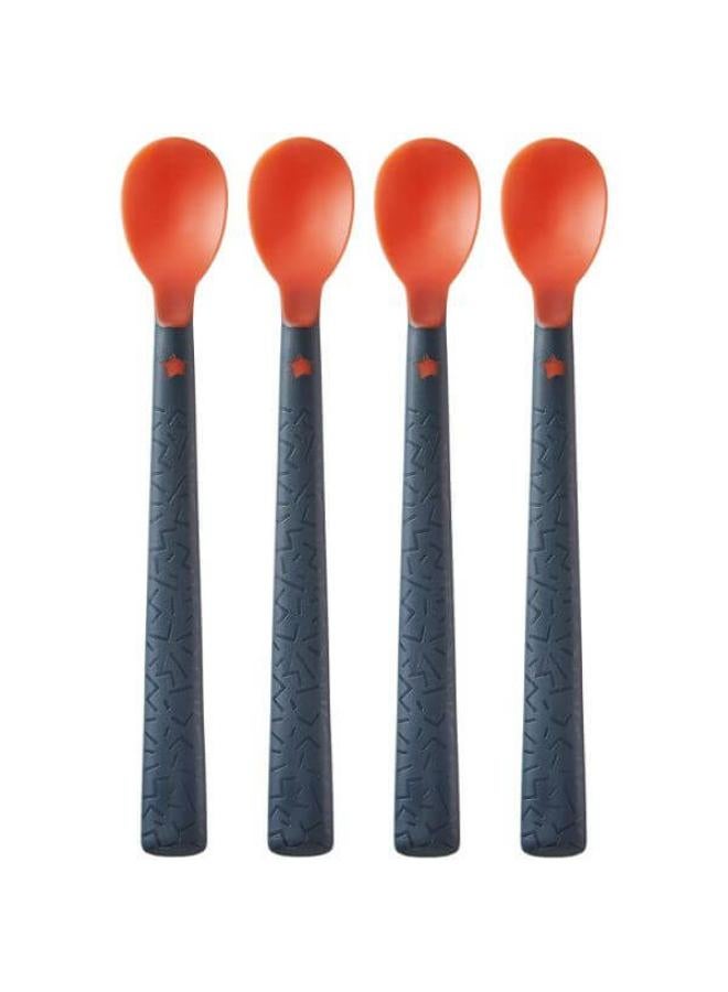 tommee tippee Heat Sense Weaning Spoons with BACSHIELD Antibacterial Technology and Long Anti-Slip Handles, 4m+, Pack of 4