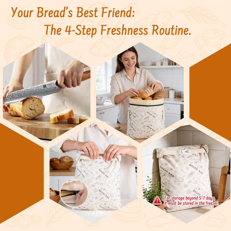 Lemoobolsa 2-Pack Reusable Beeswax Bread Bags for Sourdough & HomemadeBread, 16.5 x 13 inch bread bags for Food Storage - Image 5