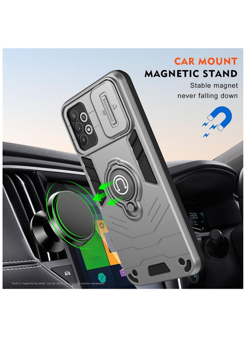 GOLDEN MASK GOLDEN MASK For Samsung Galaxy A72 Armored Window Bracket Camera Shield Cover Camera Lend Protection With Ringe (Grey)  - Image 4