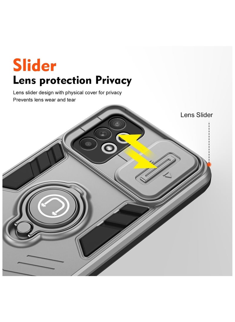 GOLDEN MASK - GOLDEN MASK For Samsung Galaxy A72 Armored Window Bracket Camera Shield Cover Camera Lend Protection With Ringe (Grey) - Image 1