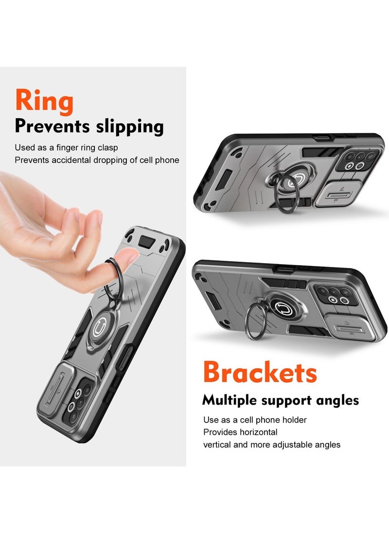 GOLDEN MASK - GOLDEN MASK For Samsung Galaxy A72 Armored Window Bracket Camera Shield Cover Camera Lend Protection With Ringe (Grey) - Image 1