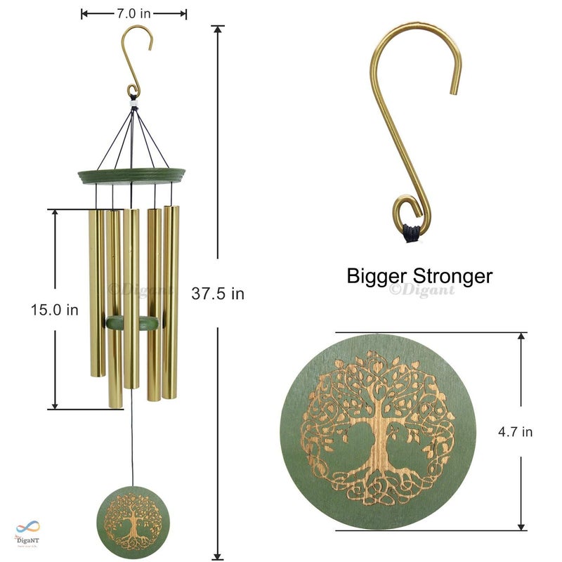 DigaNT Himalayan Melody Wind Chime Bronze 36 Garden Tree of Life Positive Vibrations Energy Home Balcony Garden Bunglow Decor Gift - Image 2