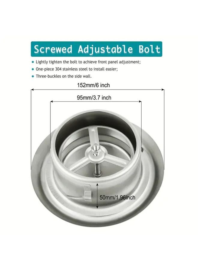 4 Inch 100mm Adjustable 304 Stainless Steel Vent Cover For HVAC Exhaust And Fresh Air Intake - Image 1
