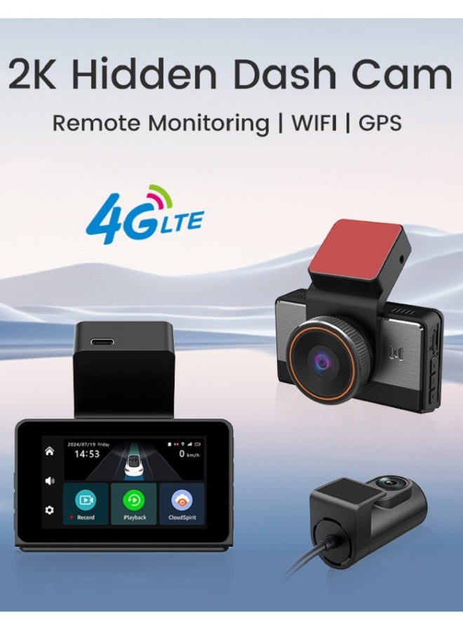 1440P+1080P 4G dashcam with dual lens record wifi gps tracking fit remote live video check on phone 12-24v power supply 4g car camera - Image 2
