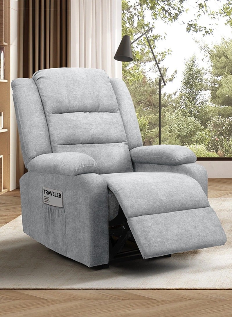 إي سمارت كرسي استرخاء ثابت لغرفة المعيشة - كرسي ليزي بوي بتصميم مريح مع حامل أكواب مزدوج وجيب جانبي، للجلوس الطويل والقراءة ومشاهدة التلفزيون والقيلولة، 86x89x100سم - رمادي فاتح - Image 2