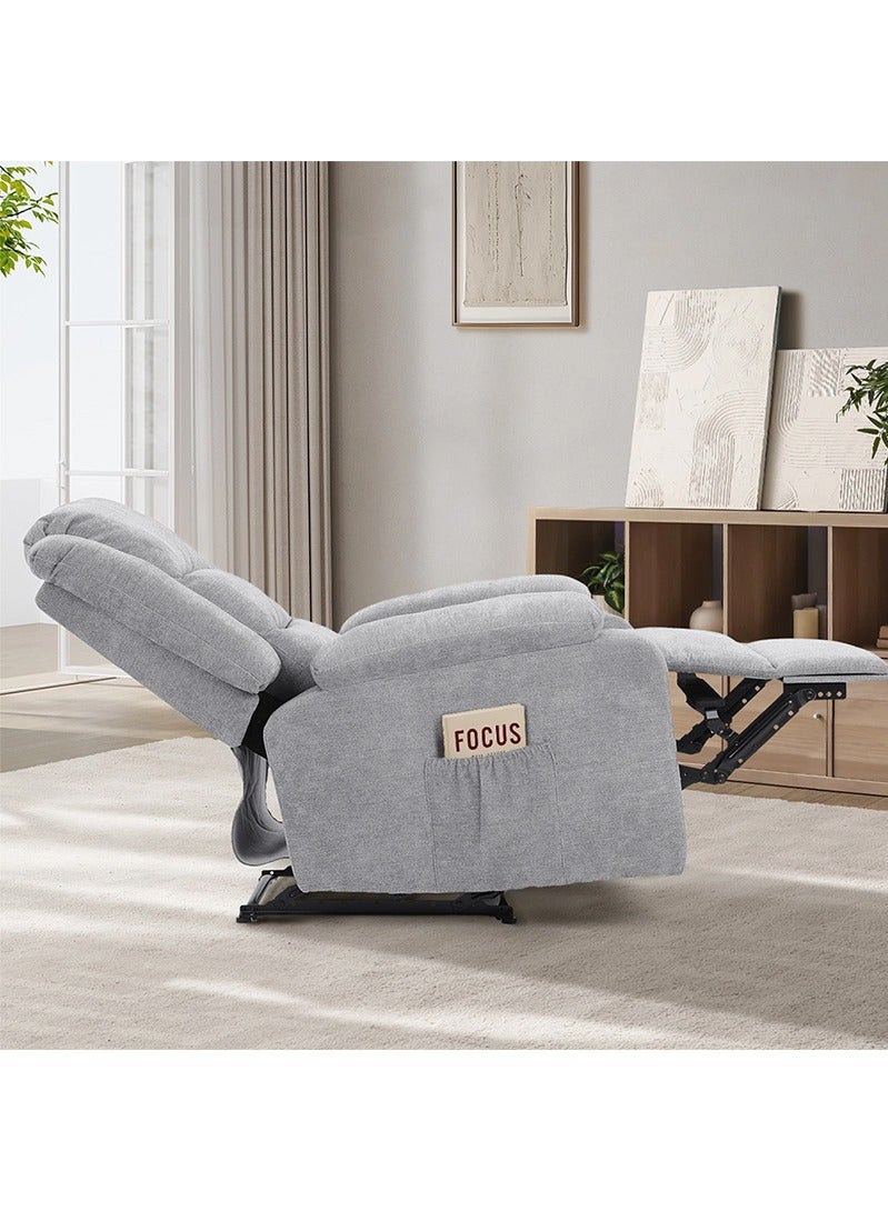 إي سمارت كرسي استرخاء ثابت لغرفة المعيشة - كرسي ليزي بوي بتصميم مريح مع حامل أكواب مزدوج وجيب جانبي، للجلوس الطويل والقراءة ومشاهدة التلفزيون والقيلولة، 86x89x100سم - رمادي فاتح - Image 3
