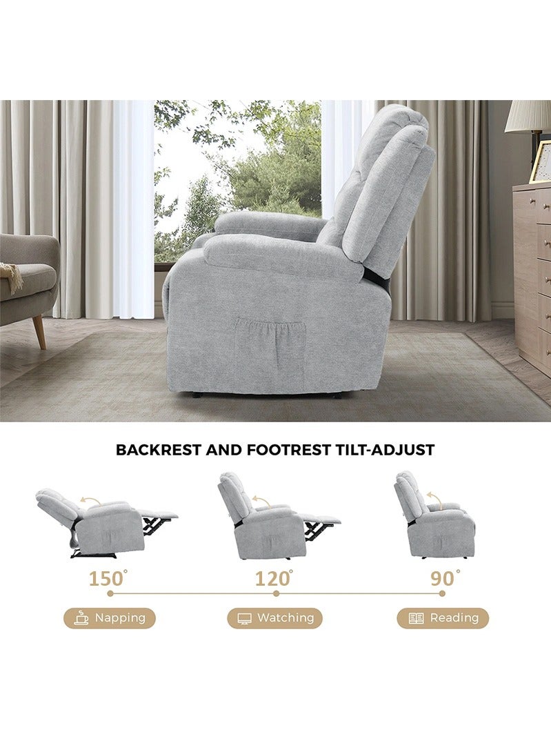 إي سمارت كرسي استرخاء ثابت لغرفة المعيشة - كرسي ليزي بوي بتصميم مريح مع حامل أكواب مزدوج وجيب جانبي، للجلوس الطويل والقراءة ومشاهدة التلفزيون والقيلولة، 86x89x100سم - رمادي فاتح - Image 4