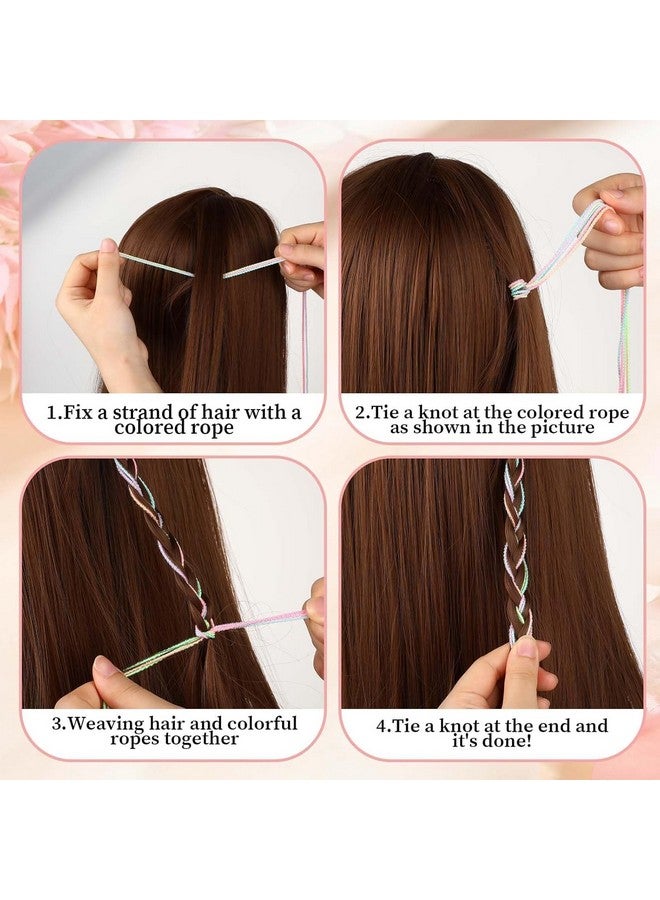 DORMITORRY 6 Piece Boho Hair String Set for Braids, Gradient Rainbow Hair Wrap Bands, Elastic Hair Ribbons, Stylish Hair Ties for Women & Girls, Colorful Braiding Accessories - Multicolor - Image 3
