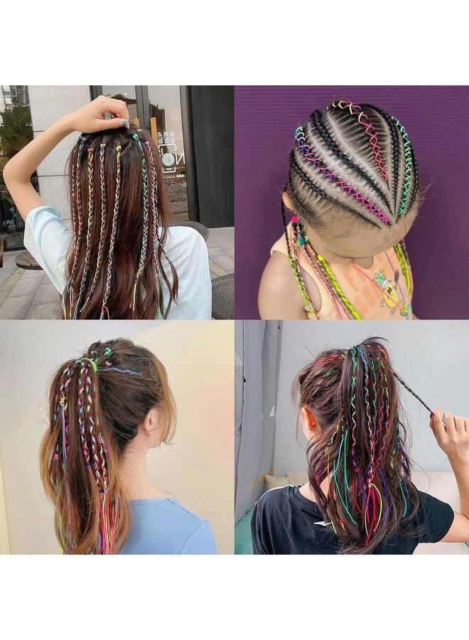 DORMITORRY 6 Piece Boho Hair String Set for Braids, Gradient Rainbow Hair Wrap Bands, Elastic Hair Ribbons, Stylish Hair Ties for Women & Girls, Colorful Braiding Accessories - Multicolor - Image 4