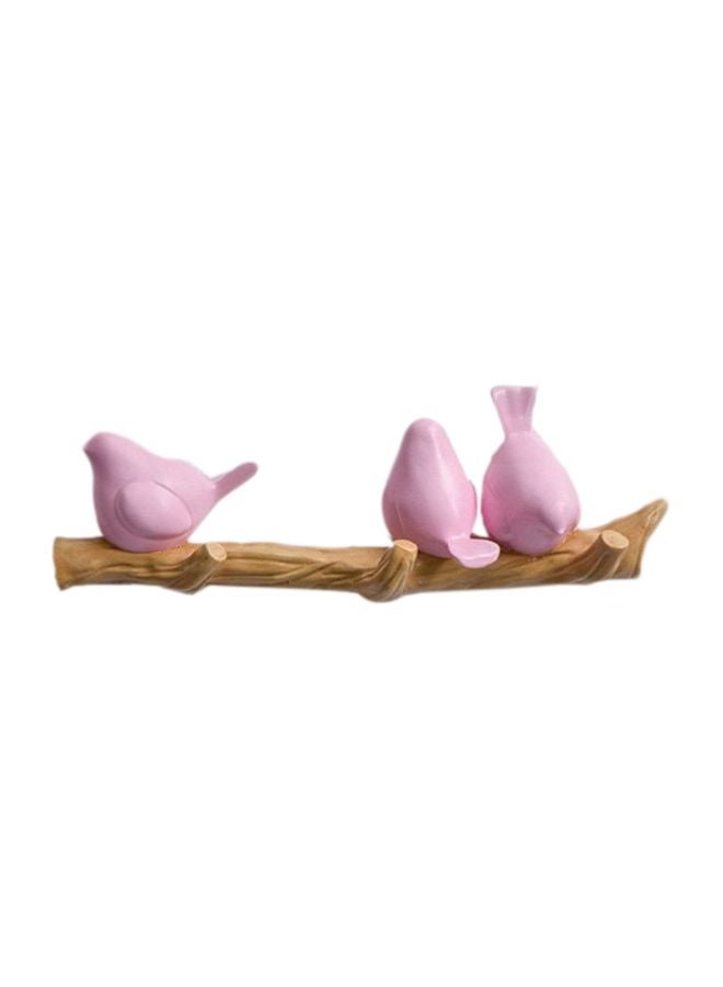 Qiangtie 3D Birds Shape Decorative Hook Pink/Brown 34x6.5x11cm