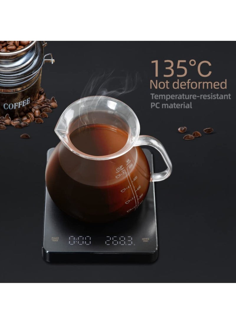 Digital Coffee Scale with Smart LED Display and Auto Timer Gram Scale, accurate scale，3kg/0.1g Precision Dual-Unit (oz/ml/g), Barista Tools for Brewing Black