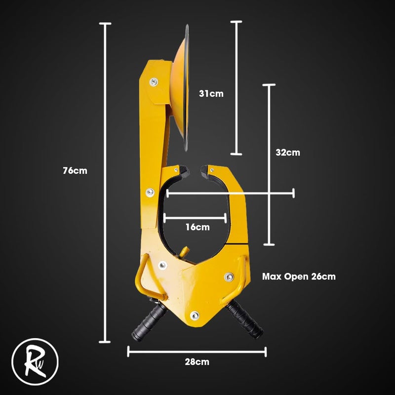 RocwooD RocwooD Wheel Clamp Heavy Duty Steel Car Van Safety Lock for Caravan Trailer Yellow Anti Theft Protection Security 2 Keys Car Motorhome Adjustable Tyre Claw Boot Weather Resistant Safety  - Image 2