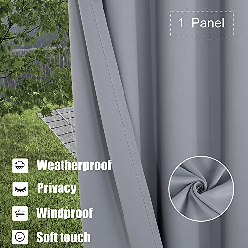 BONZER Outdoor Curtains for Patio Waterproof - Light Blocking Weather Resistant Privacy Grommet Blackout Curtains for Gazebo, Porch, Pergola, Cabana, Deck, Sunroom, 1 Panel, 52W x 84L inch, Silver - Image 2