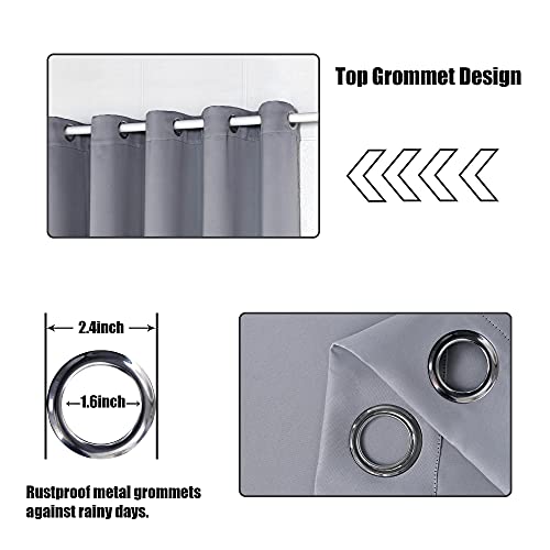 BONZER Outdoor Curtains for Patio Waterproof - Light Blocking Weather Resistant Privacy Grommet Blackout Curtains for Gazebo, Porch, Pergola, Cabana, Deck, Sunroom, 1 Panel, 52W x 84L inch, Silver - Image 4