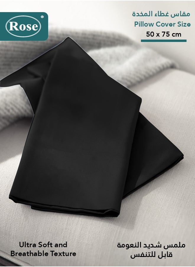 Rose Rose Luxurious Plain Pillow Covers Set with Envelop Closure Design, Pillowcases 2-Pieces Set, Soft & Cozy Microfiber Breathable and Cooling, Standard Size 50×75 cm, Black  - Image 3