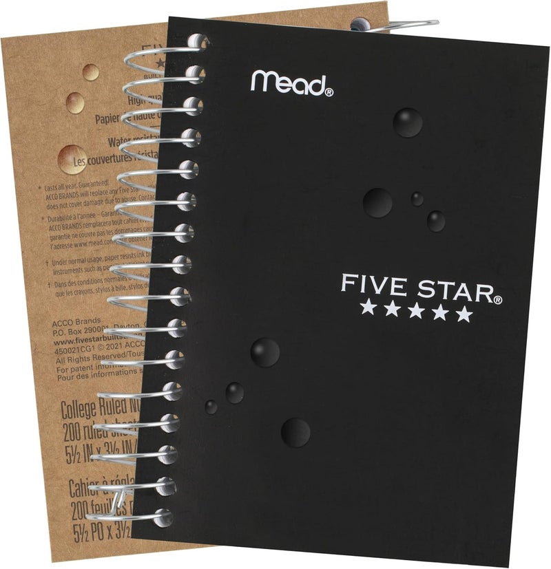 Five Star Spiral Notebook, 6 Pack, College Ruled Paper, Fat Lil' Pocket Notebooks, 3-1/2" x 5-1/2", 200 Sheets, Assorted Colors (38027) - Image 4