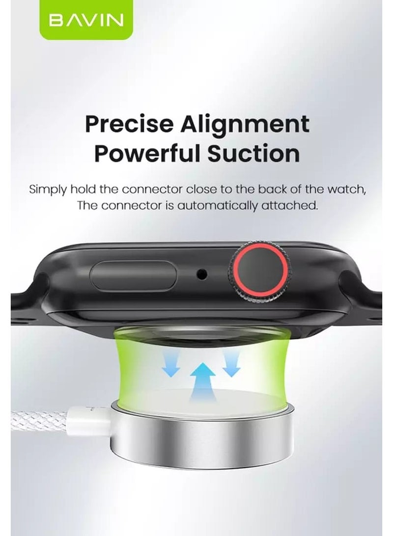 BAVIN CB337 Fast Charging iWatch Wireless Magnetic Charger Braided Rope for iPhone Watch Series with Type-C Cable - Image 2