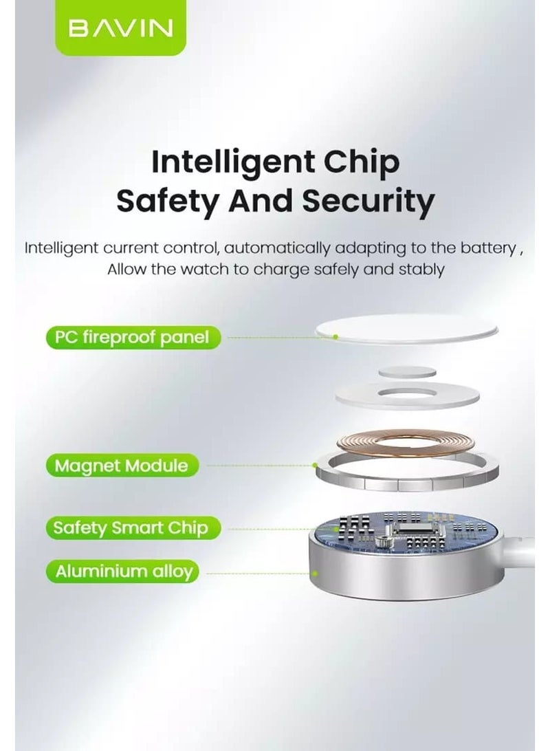 BAVIN CB337 Fast Charging iWatch Wireless Magnetic Charger Braided Rope for iPhone Watch Series with Type-C Cable - Image 3