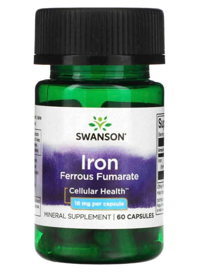 SWANSON فومارات الحديد الثنائي 18 ملغ 60 كبسولة