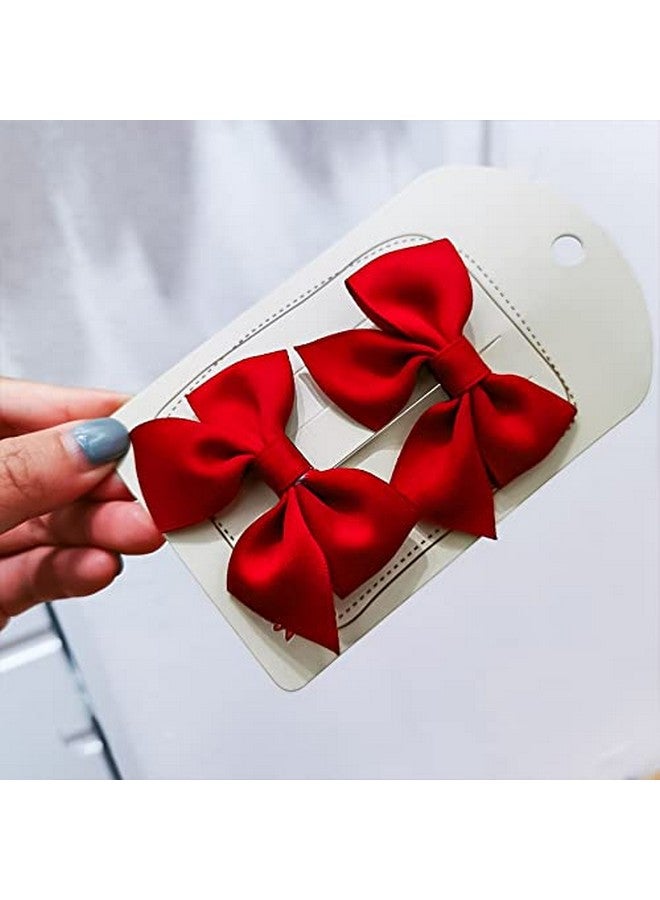 Guqqeuc Bow Hair Clips For Girls Red Hair Bow Barrettes For Little Girls Cute Hair Accessories For Girls 2Pcs Bowknot Hair Clip - Image 3